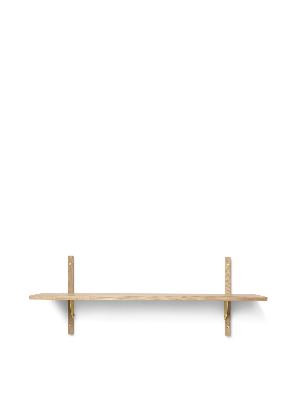 Sector Shelf - Single - Wide - Natural Oak/Brass
