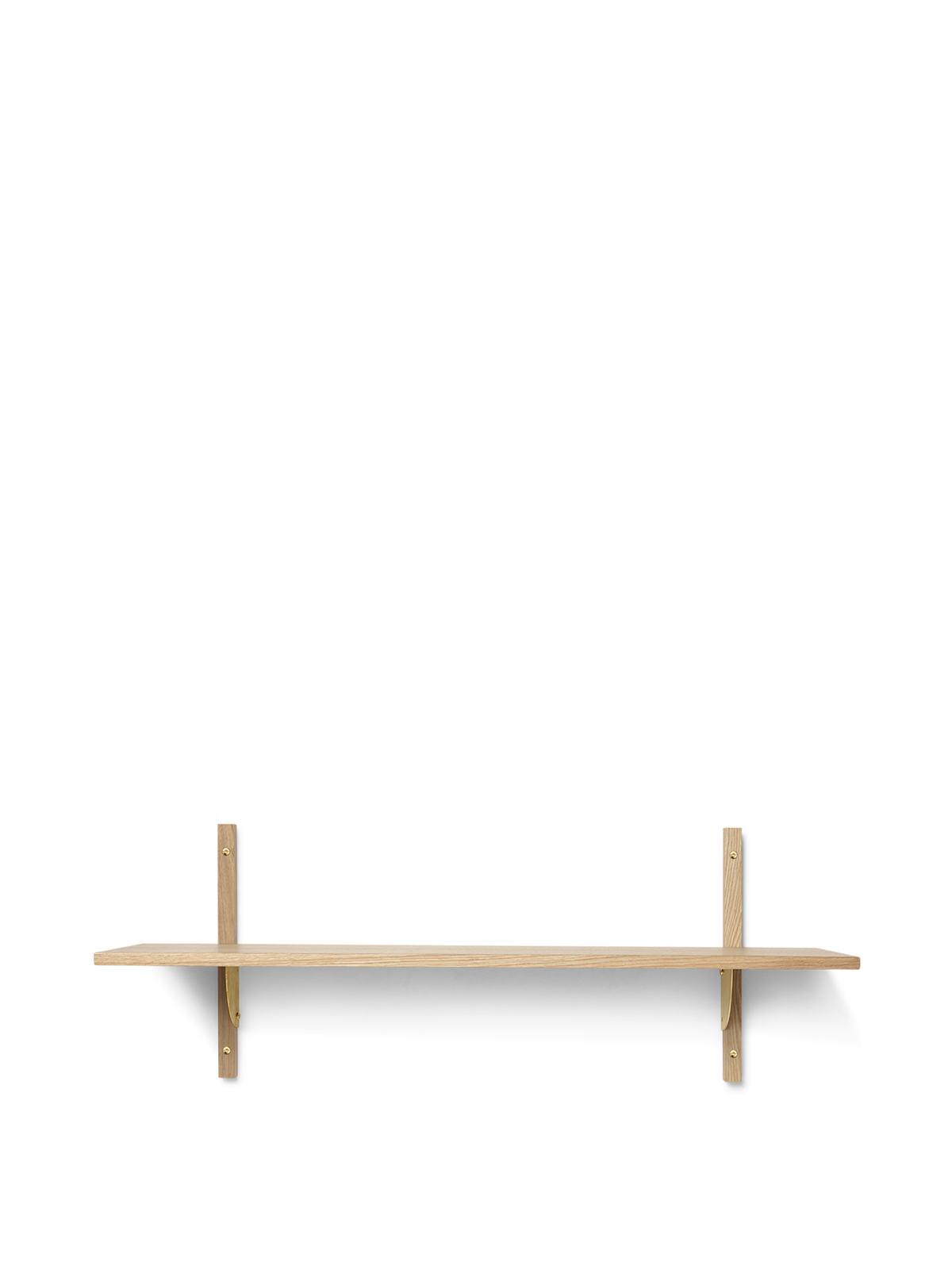Sector Shelf - Single - Wide - Natural Oak/Brass