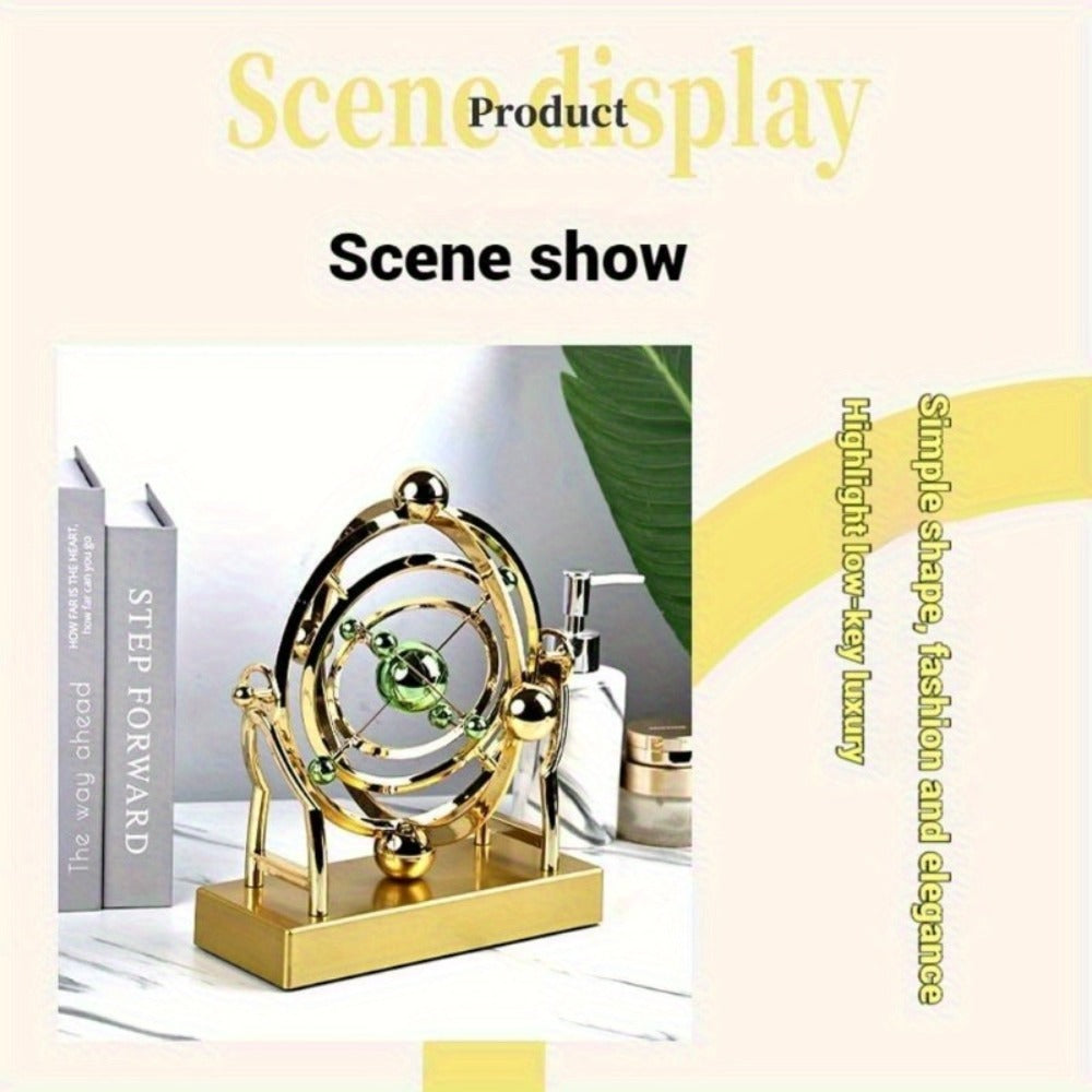 Perpetual Motion Pendulum Desk Decor - Cosmic Swing Solar System Planets Atomic Model Science for Entryways, Bedrooms and Living Spaces