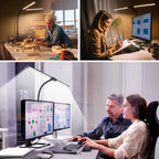 Dual-Head LED Desk Lamp with 28-Inch Light Bars, Clamp Base, USB Controller and Three Color Modes