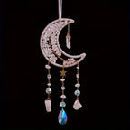 Dreamcatcher Moon Suncatcher Wall Hanging, Handmade Boho Wind Chime Pendant for Indoor Outdoor Garden