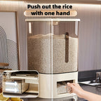 Airtight Rice Container with Measuring Cup, Large Moisture-Proof Rice Dispenser for Rice, Grains