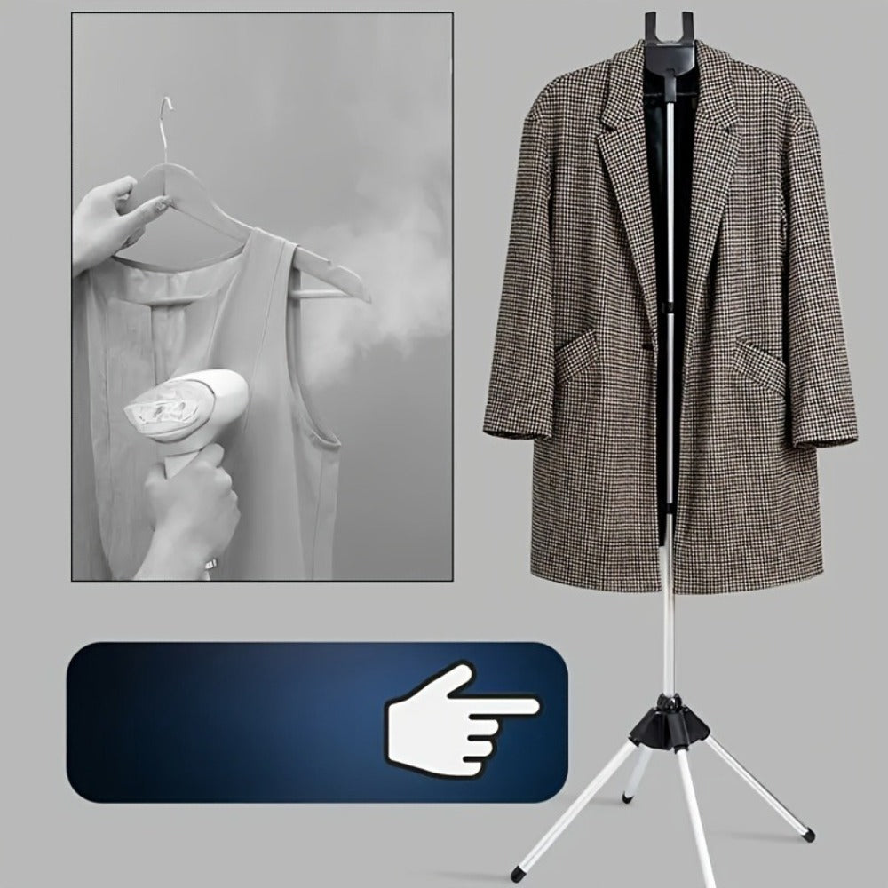 Telescopic Garment Drying Stand with Three Rotating Hanger Arms, Adjustable Height and Gray or Black Finish