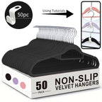Non-Slip Velvet Hangers with 360° Rotating Hook & Hanger Buckles – Space Saving Closet Organizer Set (50pcs or 20pcs)