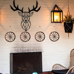 Rustic Carriage Wheel Wall Decor, Two-Piece Artificial Wood Set with Brown Grain-Look Finish and Hanging Loops