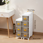 Storage Cabinet Slim PP Drawer Tower with Wheels, Pull-Out Bins and Three, Four or Five Layers