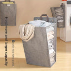 Wall Mounted Laundry Hamper Foldable Oxford Cloth with Lid | Space Saving Clothes Storage Basket for Bedroom Bathroom Living Room | Large 22x15 Inch Multi-Purpose Organizer Gray