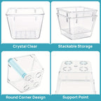 Drawer Storage Organizer Set 60-Piece Clear Plastic Bins in Four Sizes for Desk, Kitchen or Office