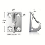 Heavy Duty Dog Tie Out Wall Hooks Set of 2 - Metal Wall-Mounted Leash Anchor with Dual Switchable Hooks, Scratch-Resistant for Walls & Floors, Sturdy Indoor & Outdoor Dog Leash Hook, Grey