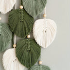 Bohemian Wall Hanging Tapestry Handmade Green Leaf Design – Natural Acrylic Wall Art for Living Room Bedroom Office Home Decor