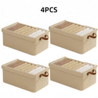 Foldable Fabric Storage Bins with Clear Top Lids and Handles in Four- or Six-Piece Color Sets
