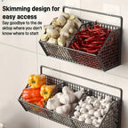 Black Wall-Mounted Wire Storage Basket with Open Front in Two- or Three-Grid Width Options