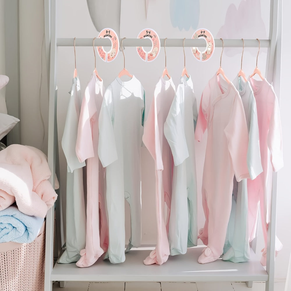 Baby Hangers Pink Velvet Nursery Closet Kids Clothes Hangers with Size Dividers for Infant Toddler Girls Boys 50/30pcs