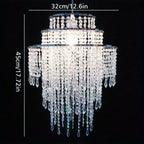 Crystal Beaded Chandelier Lampshade Acrylic Sparkling Droplets Elegant Ceiling Light Fixture for Entryways, Bedrooms and Living Spaces