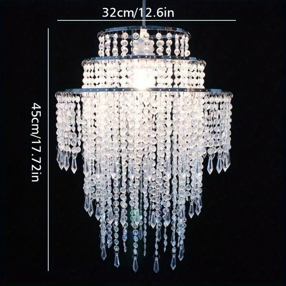 Crystal Beaded Chandelier Lampshade Acrylic Sparkling Droplets Elegant Ceiling Light Fixture for Entryways, Bedrooms and Living Spaces