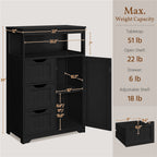 Storage Cabinet Three-Drawer MDF Organizer with Open Shelf, Adjustable Cupboard and Five Colors