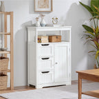 Storage Cabinet Three-Drawer MDF Organizer with Open Shelf, Adjustable Cupboard and Five Colors