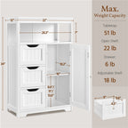 Storage Cabinet Three-Drawer MDF Organizer with Open Shelf, Adjustable Cupboard and Five Colors