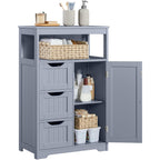 Storage Cabinet Three-Drawer MDF Organizer with Open Shelf, Adjustable Cupboard and Five Colors