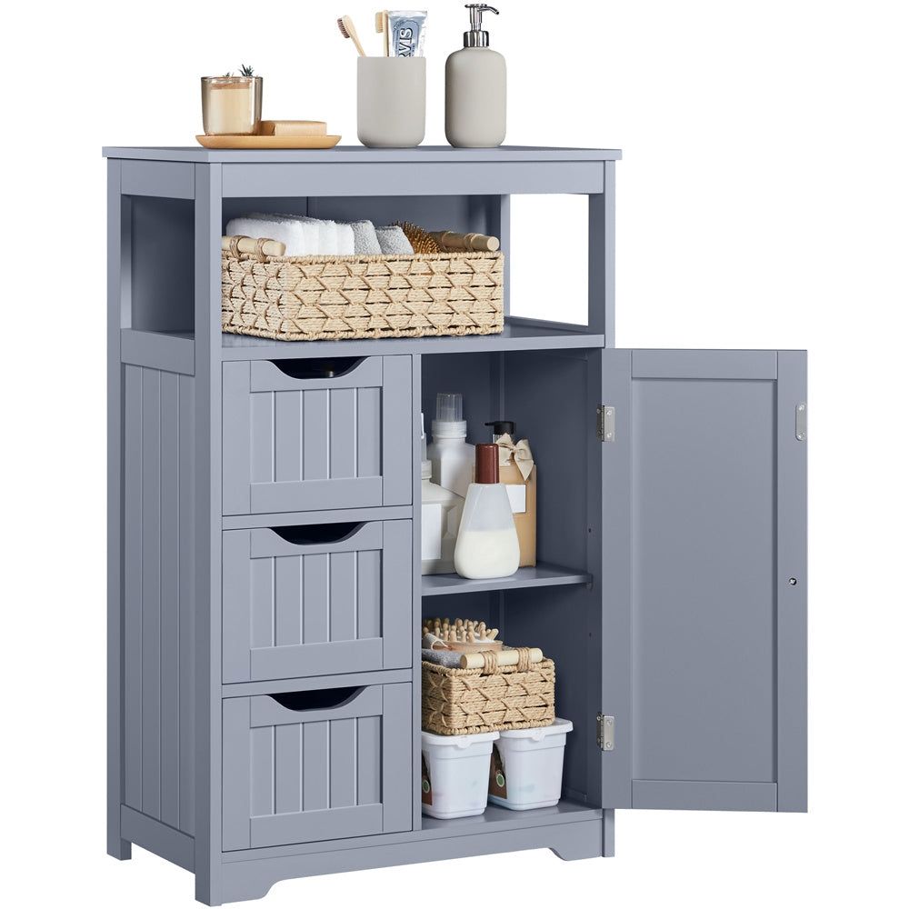 Storage Cabinet Three-Drawer MDF Organizer with Open Shelf, Adjustable Cupboard and Five Colors