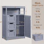 Storage Cabinet Three-Drawer MDF Organizer with Open Shelf, Adjustable Cupboard and Five Colors