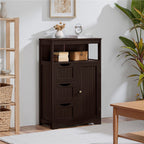 Storage Cabinet Three-Drawer MDF Organizer with Open Shelf, Adjustable Cupboard and Five Colors