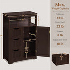 Storage Cabinet Three-Drawer MDF Organizer with Open Shelf, Adjustable Cupboard and Five Colors