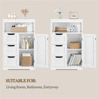 Storage Cabinet Three-Drawer MDF Organizer with Open Shelf, Adjustable Cupboard and Five Colors