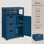 Storage Cabinet Three-Drawer MDF Organizer with Open Shelf, Adjustable Cupboard and Five Colors