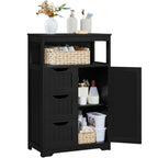 Storage Cabinet Three-Drawer MDF Organizer with Open Shelf, Adjustable Cupboard and Five Colors