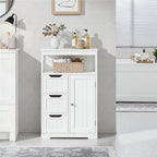 Storage Cabinet Three-Drawer MDF Organizer with Open Shelf, Adjustable Cupboard and Five Colors