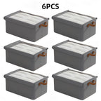 Foldable Fabric Storage Bins with Clear Top Lids and Handles in Four- or Six-Piece Color Sets