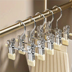 Metal Clamp Clothes Hangers, 10-Piece Set in White, Gray or Black with Twin Clips for Pants, Skirts or Boots