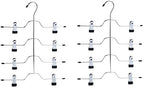 2 Quality Pant Skirt Trouser 4-Tier Pants Metal Hangers Heavy Duty Metal and Clips, Great for Slacks, Trousers, Jeans, Towels (2)