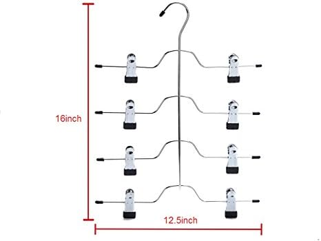 2 Quality Pant Skirt Trouser 4-Tier Pants Metal Hangers Heavy Duty Metal and Clips, Great for Slacks, Trousers, Jeans, Towels (2)