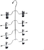 2 Quality Pant Skirt Trouser 4-Tier Pants Metal Hangers Heavy Duty Metal and Clips, Great for Slacks, Trousers, Jeans, Towels (2)