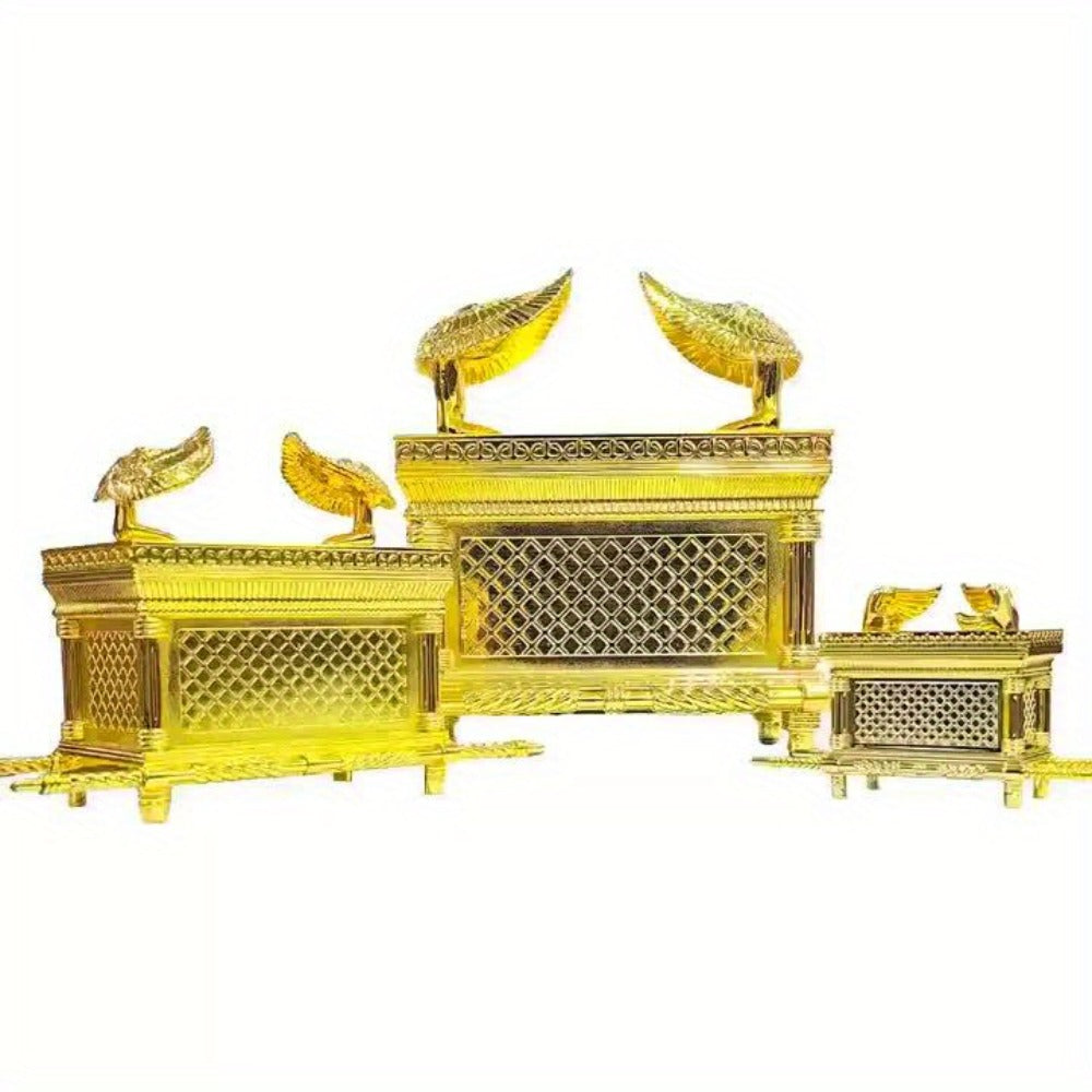 Ark of the Covenant Figurine – Golden Artisan Tabletop Statue, Spiritual Religious Decor for Home & Office, Hanukkah, Easter & Ramadan Gift Ornament, Indoor Outdoor Display, Medium & Large