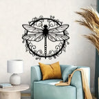 Metal Dragonfly Wall Art, Black Iron Dragonfly Wall Decor, Intricate Animal Print Design for Garden, Patio and Yard Use