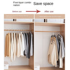 Space Saving Hangers 5-in-1 Multi-Layer Metal Closet Organizer | Heavy Duty Non-Slip Foam Pads | 2 Pack Clothes Hanger for Coats Sweaters Suits T-Shirts Closet Space Saver