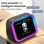 Smart Alarm Clock with AI Voice Assistant & Wireless Speaker - Dynamic RGB Light, Hi-Fi Stereo Sound