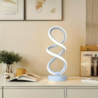 Spiral LED Table Lamp with Dimmable Push-Button Control, Modern Metal Base and Six Black or White Configuration Options