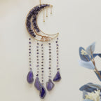 Dreamcatcher Moon Suncatcher Wall Hanging, Handmade Boho Wind Chime Pendant for Indoor Outdoor Garden