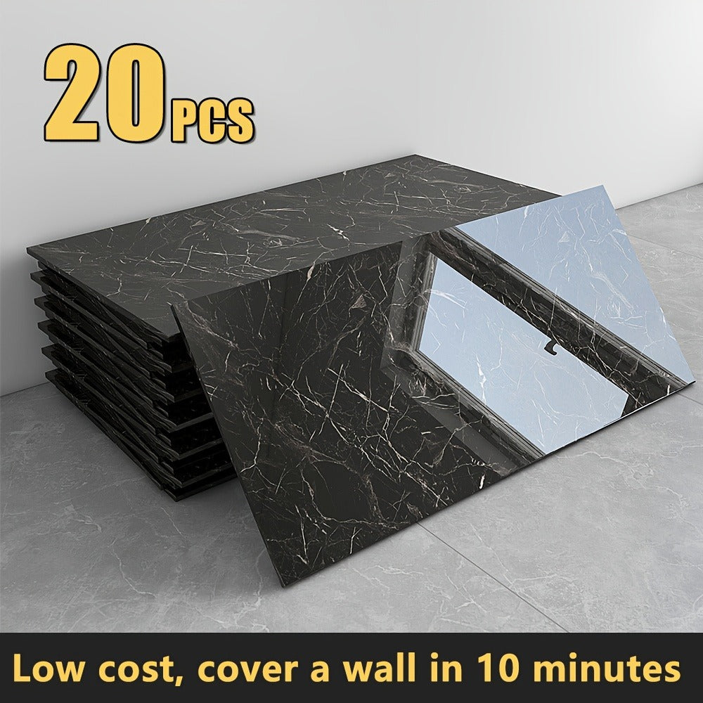 Peel and Stick Wall Panels Marble Pattern Self-Adhesive PVC Wall Tiles Backsplash Stickers for Entryways, Bedrooms and Living Spaces
