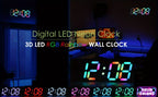 9.7-Inch RGB LED Wall and Desk Clock with Remote, Alarm, Date, Temperature and USB Power Cable