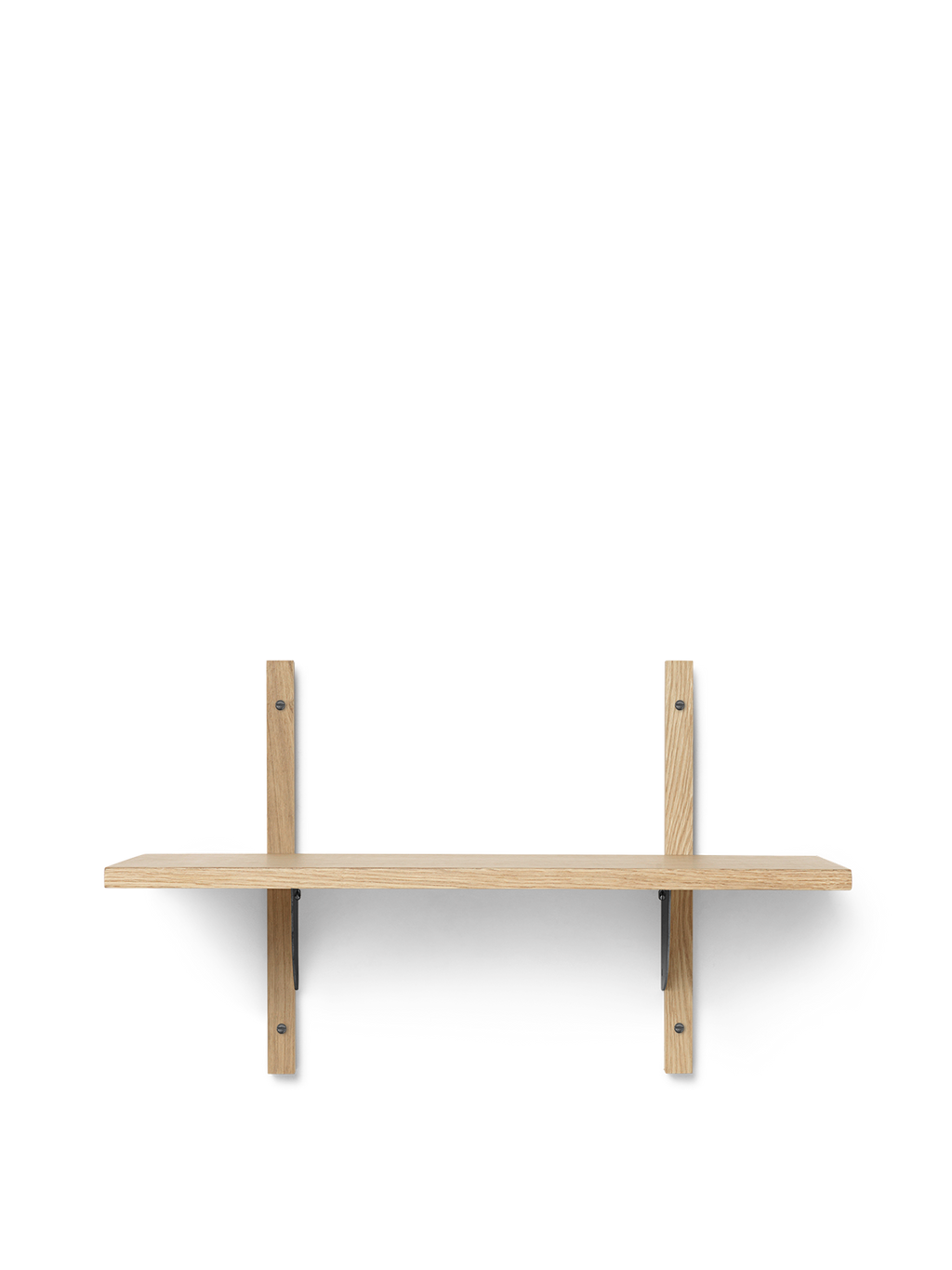 Sector Shelf - Single - Narrow - Natural Oak/Black Brass