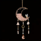 Dreamcatcher Moon Suncatcher Wall Hanging, Handmade Boho Wind Chime Pendant for Indoor Outdoor Garden