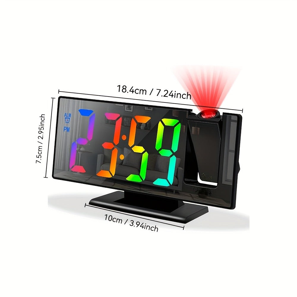 Digital Alarm Clock with LED Mirror Screen Projection Clock for Ceiling Wall Temperature Date for Entryways, Bedrooms and Living Spaces