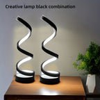 Dimmable Spiral Table Lamp with Touch Control & USB-C Charging Port, 3-Way Brightness Bedside Nightstand Lamp, Modern Minimalist LED Desk Lamp for Bedroom Living Room, Black & White