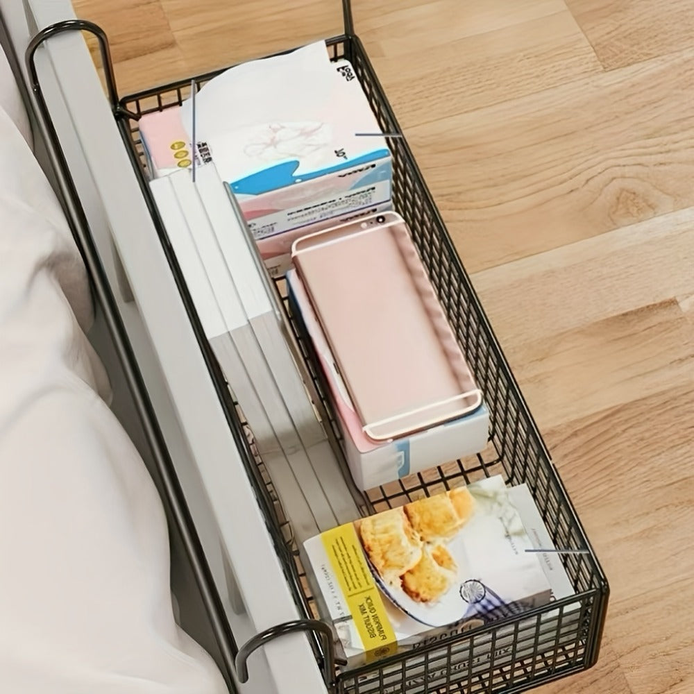 Over Door Hanging Basket Storage Rack - Woven Mesh Metal Organizer Shelf for Bedroom Dorm Wardrobe Closet