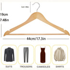 Solid Wood Clothes Hangers, 10/20/30 Pack Champagne Sturdy Wooden Coat Hangers for Jackets, Dresses & Heavy Coats